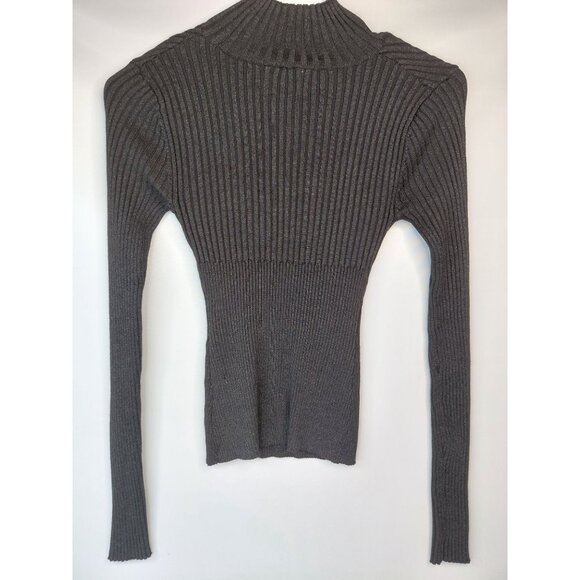 Women's Ribbed Knit Open Back Sweater Top xs - Picture 6 of 13